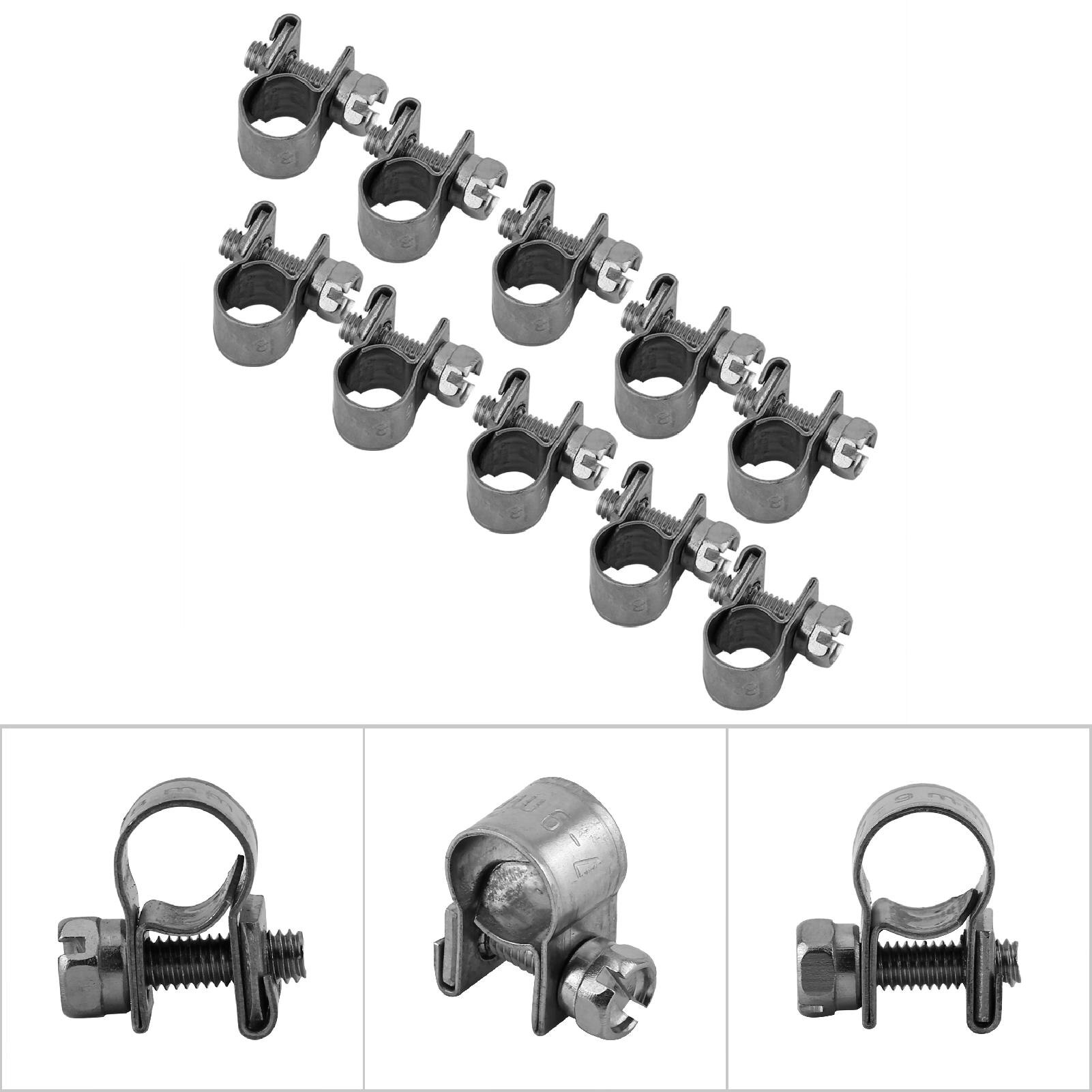 10 stk/sett mini slangeklemme klips rør rustfritt stål skrue liten feste rør marine vann rør fittings drivstoff linje injeksjon luft h