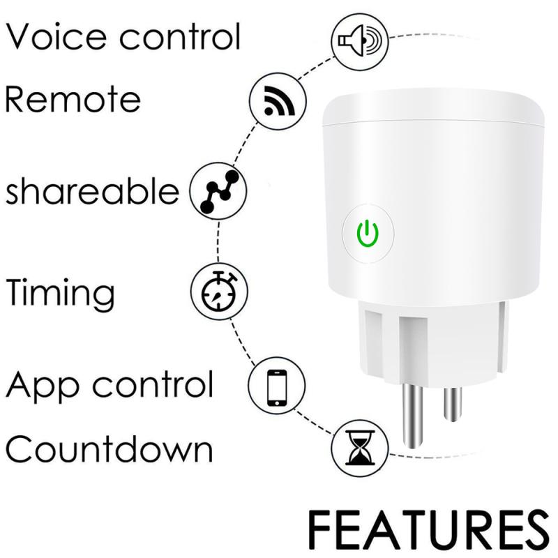WIFI Smart Plug Socket 16A/10A Power Monitor EU Plug Control Smart Timing Socket Wireless Outlet Voice Intelligent Control Alexa