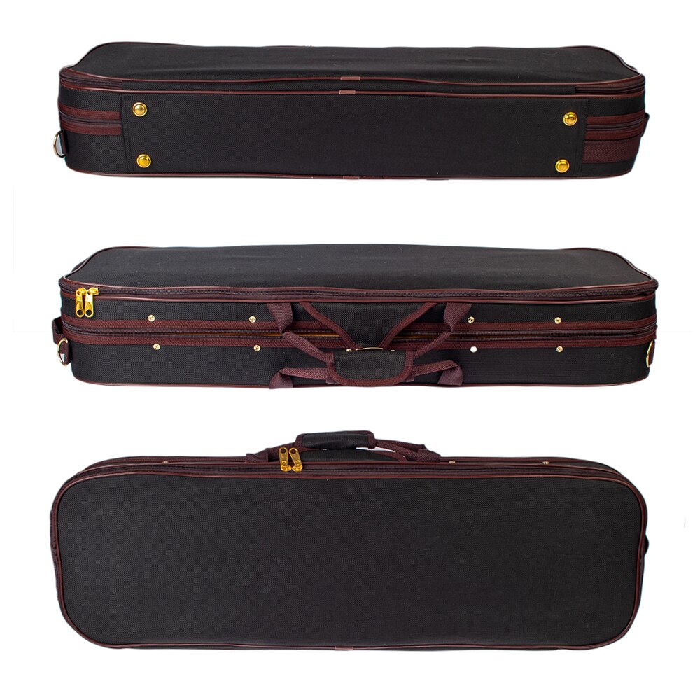 4/4 Full Size Violin Case Storage Bag Box Oblong Shape with Hygrometer Adjustable Straps