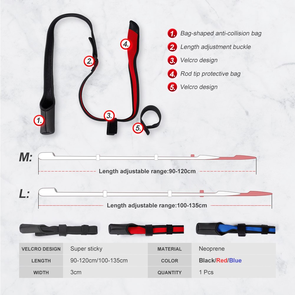 Noeby – canne à pêche Spinning et Casting, corde de Protection, sangle réglable, attache d&#39;équipement, supports de canne à pêche, 90-135cm