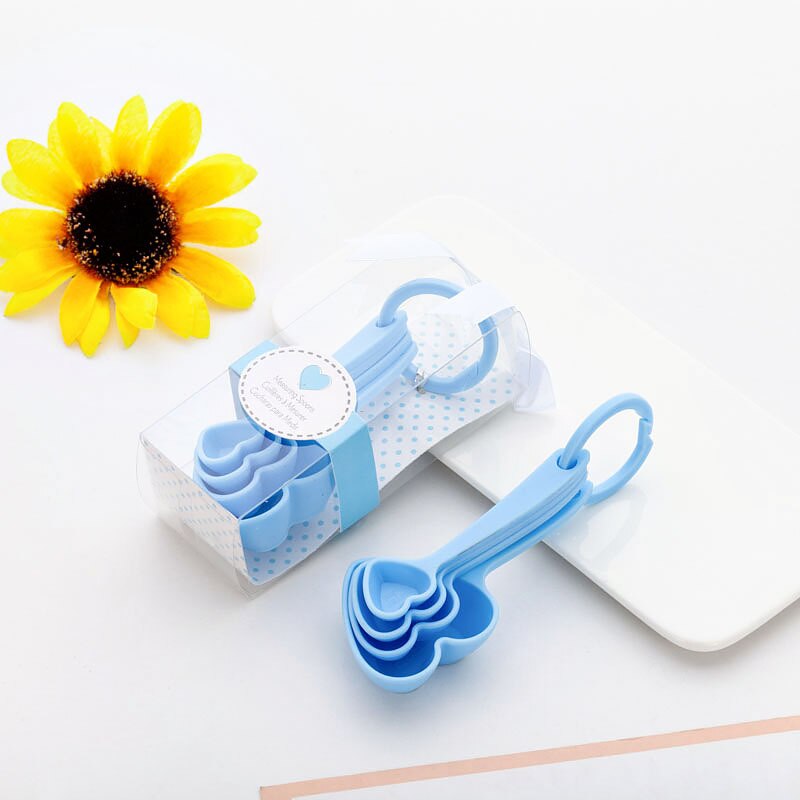 (4Pcs/Lot=1Boxes) Adorable Heart Baby souvenirs of Love Measuring Spoon Favors for Baby Shower favors and birthday Party