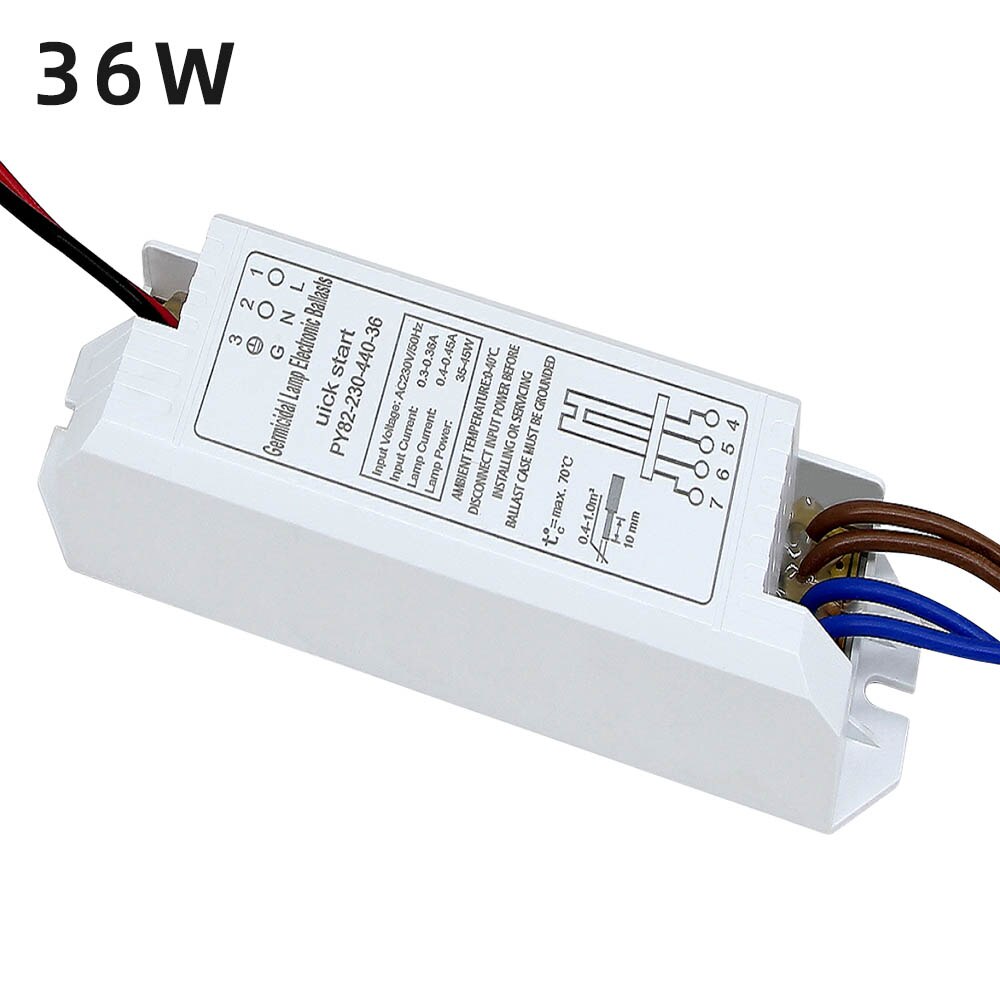 Ballast de lampe germicide à ultraviolets 2G11 ac 220v, Tube de lampe UV 4-18W 24W 36W 55W, Ballast électronique universel, lampe de stérilisation UVC: 36W