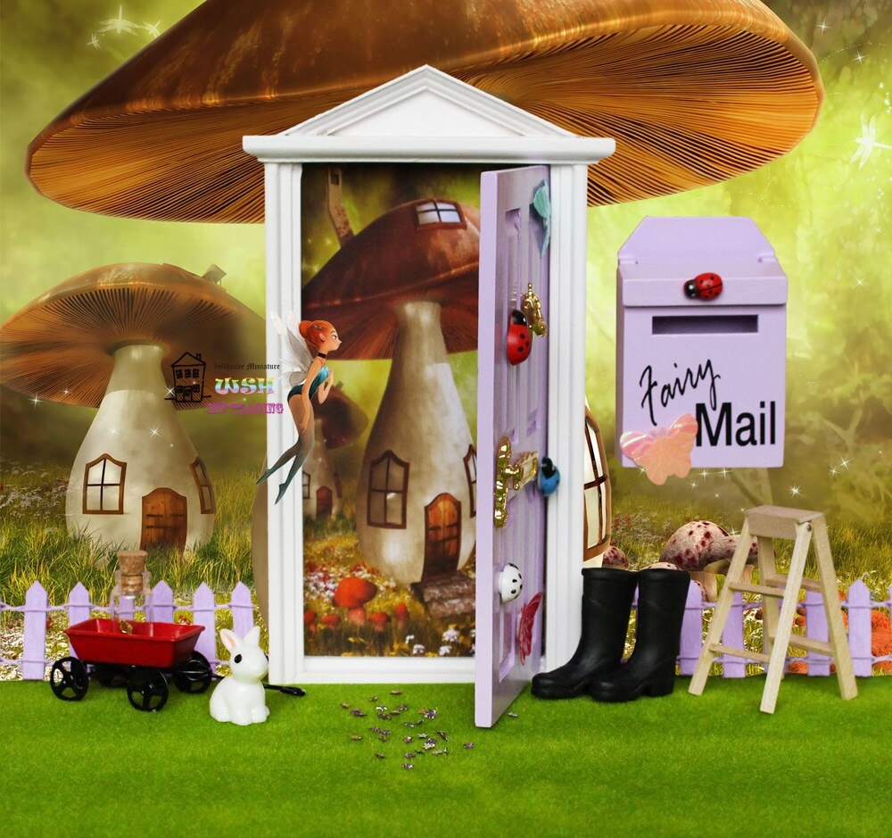 1:12 miniatura casa delle bambole Fata Porta Luce viola Fuori aperto Bambole Parti Regalo di Modo 3 Stile accessori hardware