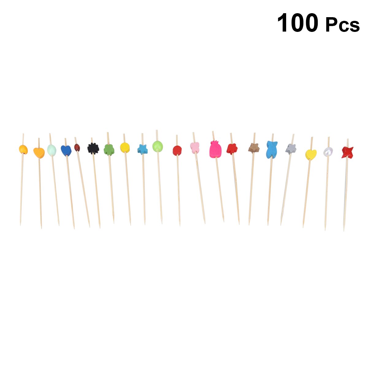 ROSENICE 100PCS Kleurrijke Bamboe Tag Fruit Teken Tandenstoker Cocktail Decoratie Fruitschaal Dessert Vork (Gemengde Kleur)