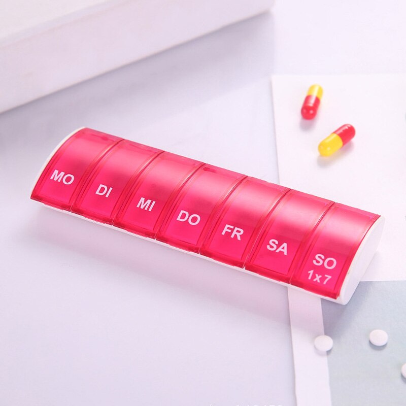 7 dages ugentlig pilleorganisator tablet pilleopbevaringsboks plastik medicinæske splittere sdfa 88: Rød