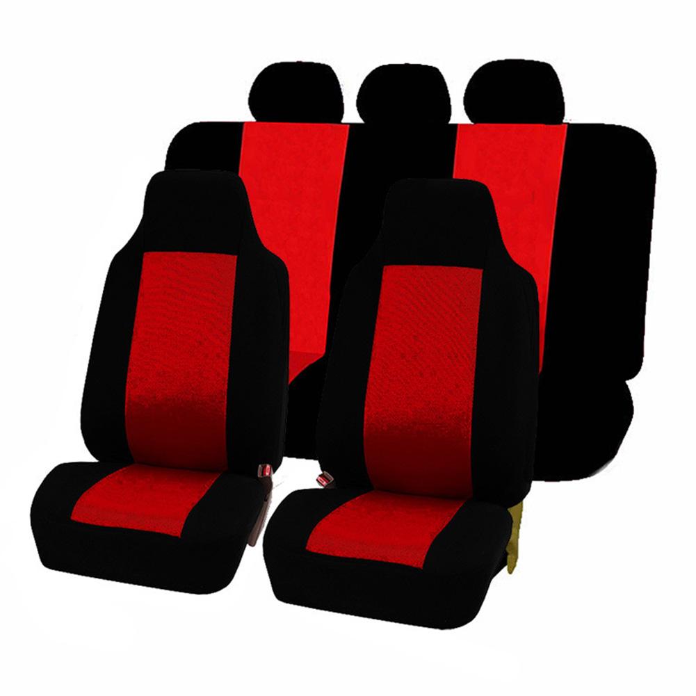 Set de fundas de asiento de coche, accesorios interiores de esponja, cubierta de asiento delantera/trasera/reposacabezas, conjunto de cubierta completa para coche/camión/furgoneta 7 unidades: Red