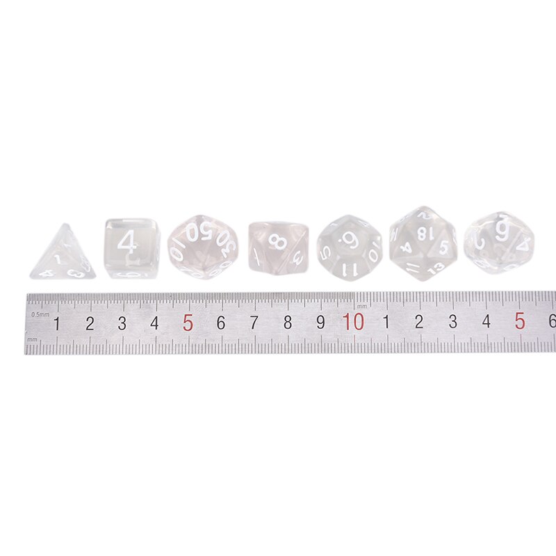 7pcs/lot White Polyhedral Transparent Dices Multi-side With Cloth Bag For Game