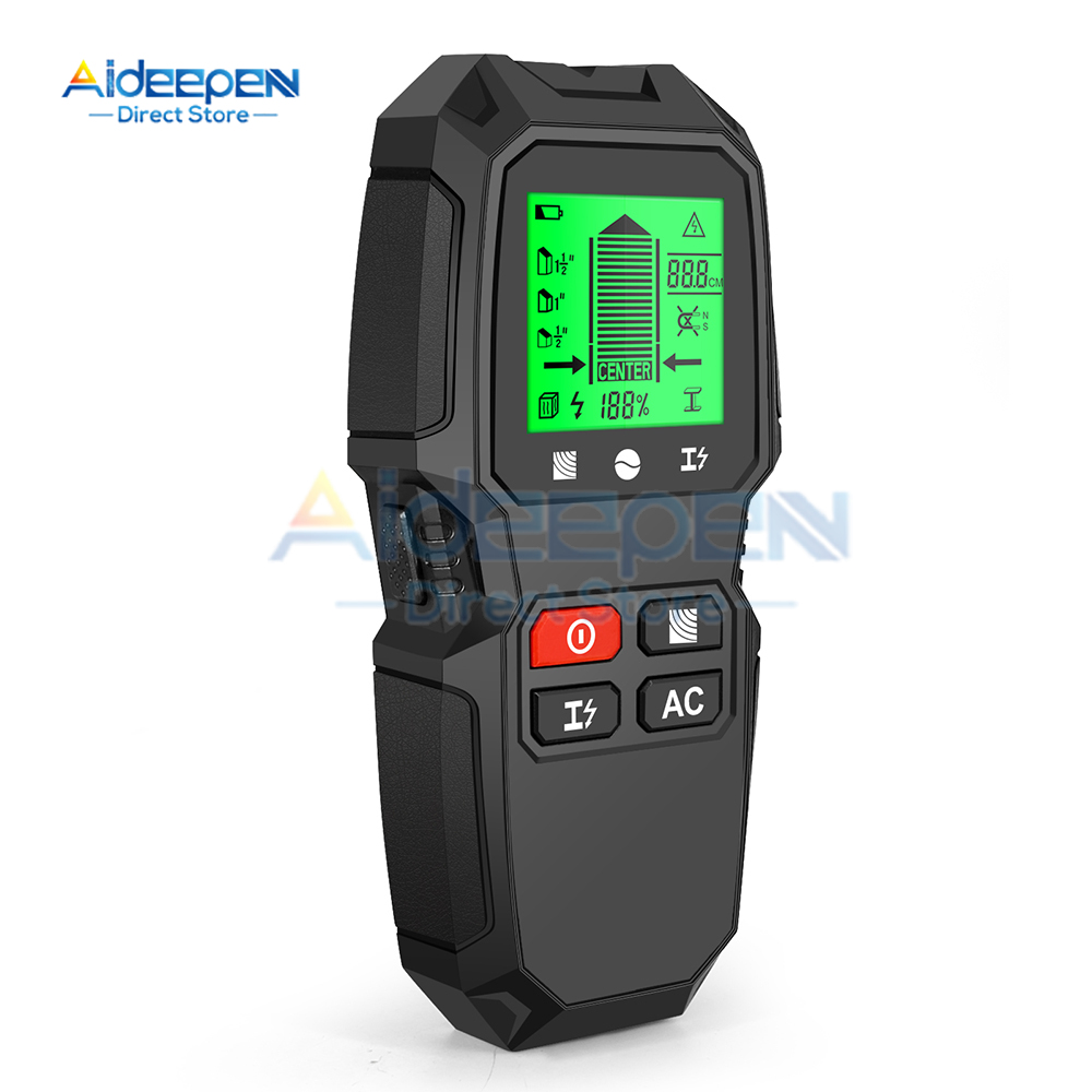 HW-QB6 Wall Stud Finder Sensor Wandscanner 5-in-1 LCD Elektronische detector Edge Center Houtstroom Metaal Live Draden Detectie: Bruin