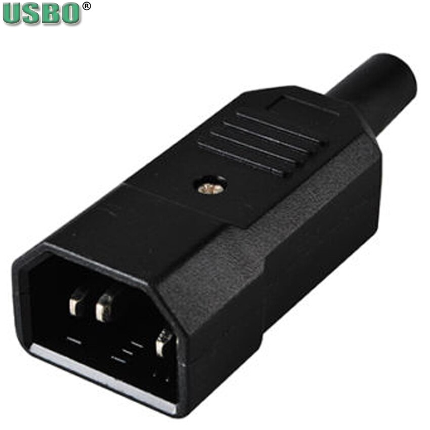 Negro CE 10A 250V IEC320 C13 C14 hembra enchufe reutilizable PDU UPS receptáculo de Cable de alimentación conector alámbrico 3 pin AC hembra: c14 male plug