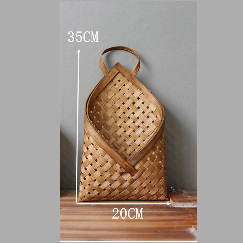 Haven vægmonteret blomsterkurv håndlavet kurv potte bambus rattan urtepotte hængende kurv fugle reden vægdekorationer: Femkant 35cm x 20cm