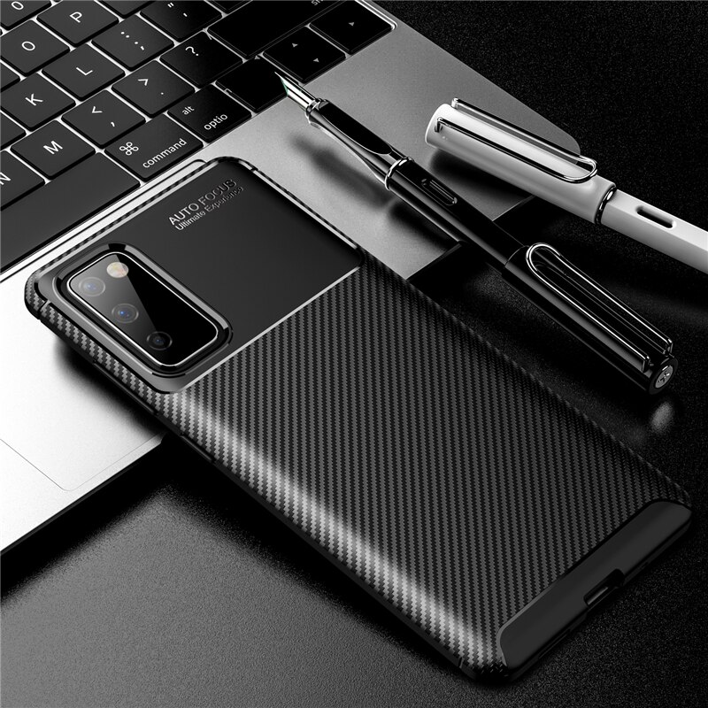 Soft Shockproof Carbon Fiber Case For Xiaomi POCO M3 Case TPU Silicone Anti-Knock Protective Case For Pocophone M3 6.53inch: For POCO X3 NFC / Black