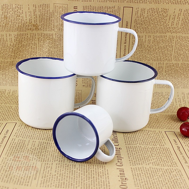 Emaille Beker. Emaille Bier Cup. Emaille Thee Cup. Emaille Melk Cup. Wit Retro Nostalgische Cup. 10 Stuks/pak.