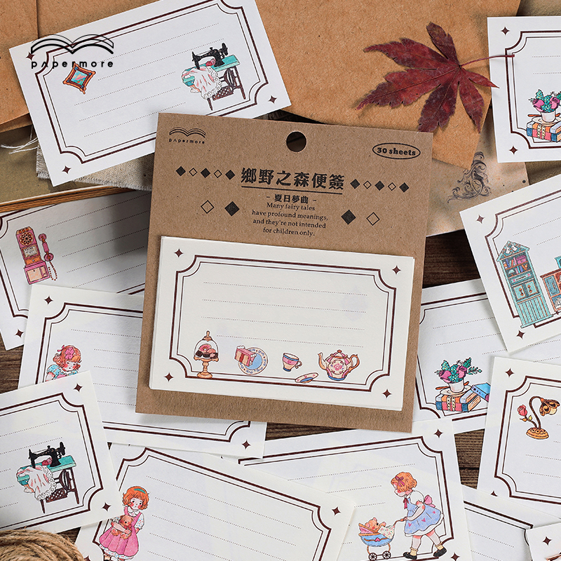 30 Pages /Pack Retro Paper Memos Country Forest Series Simple Memo Pads Message Bacis Material Paper