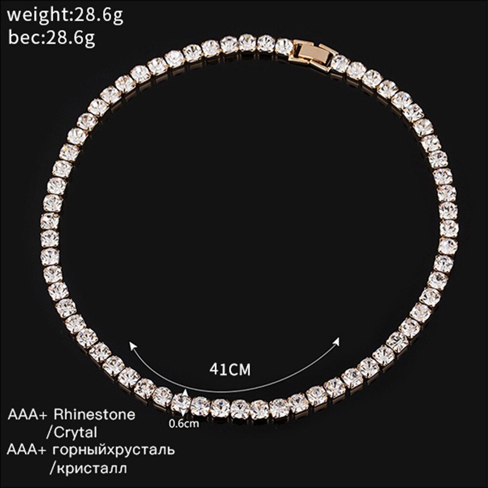 Collar de gargantilla de cristal a la treezy para mujer, collar de cadena con diamantes de imitación, de joyería para boda, collar de mujer
