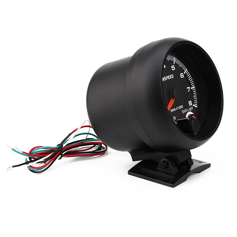 CNSPEED 95Mm Racing Car Tachometer 0-8000 RPM 12V Blue LED Adjustable Tachometer Only for 4/6/8 Cylinder Car