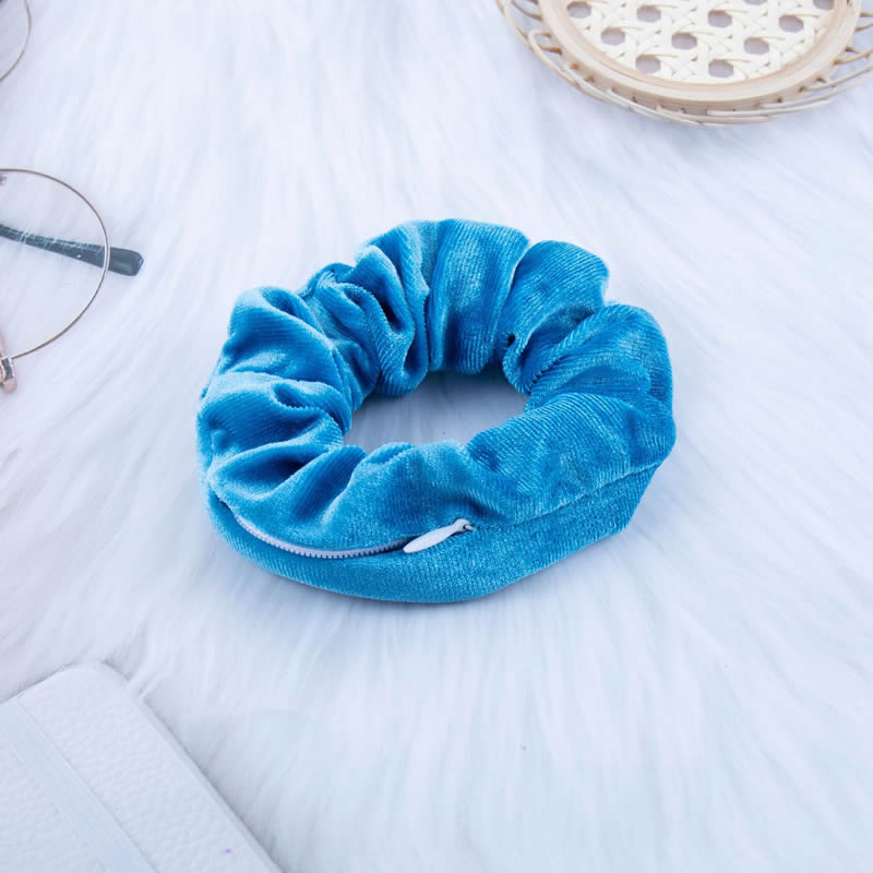 Chouchou pour cheveux avec attache pour cheveux Secret Sight ⁣ ⁣ ⁣ ⁣ Compartiment de rangement caché avec poche de rangement zippée, conteneur sûr de détournement de voyage: Bleu