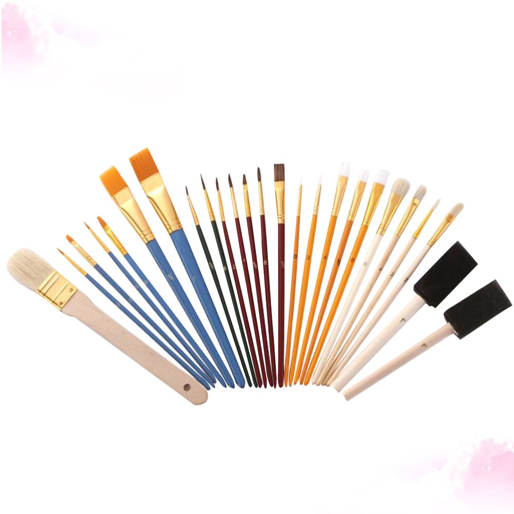 25 Stuks Penselen Set Multifunctionele Borstels Aquarel Olieverf Borstel Diy Tekening Tool Voor Studenten Kunstenaars