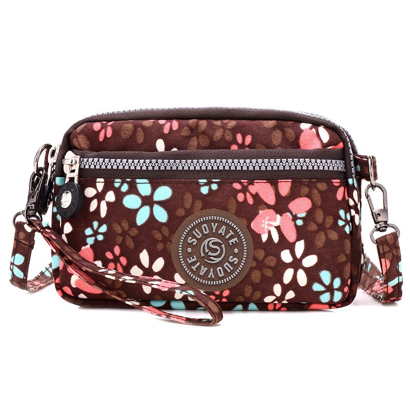 style lightweight nylon cloth bag multi-layer women's messenger bag ladies clutch bag mobile phone bag: 07