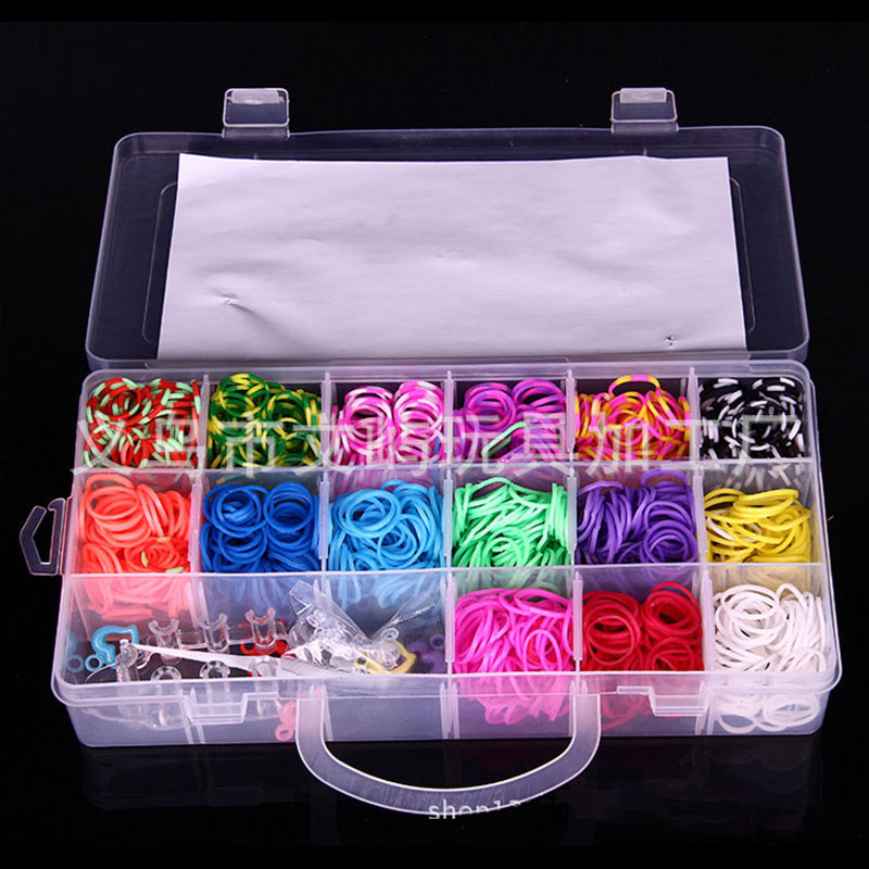 Rubber Loom Band Weaving Set Rainbow Elastic Band Braided Bracelet Ponytail Fixer DIY Material Craft Handmade Toys for girl