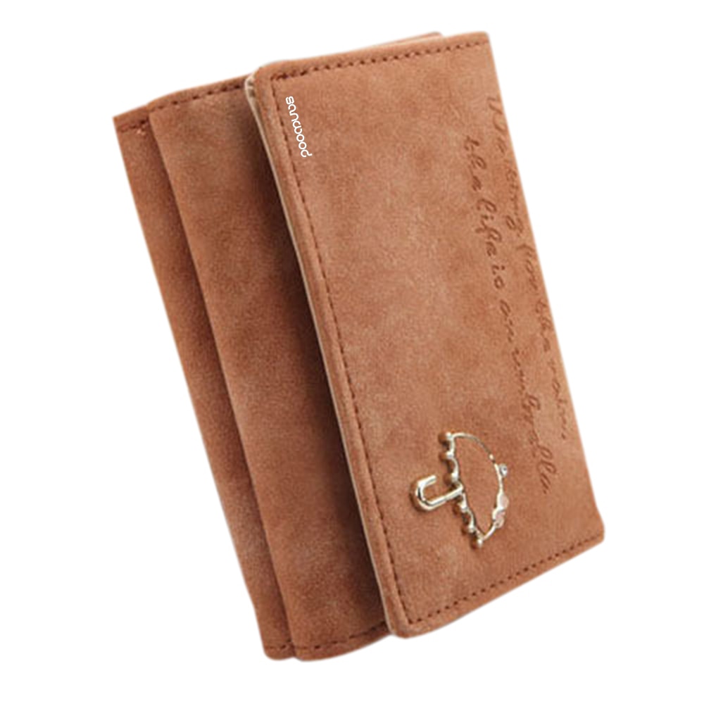 Kvinnor paraply konstläder myntväska koppling korthållare kort trippel plånbok