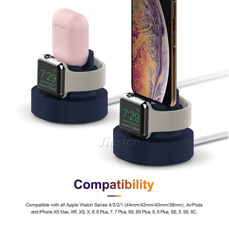 2 in1 siliconen opladerhouders voor apple watch/iphone/airpods 1 oplaadstation 2 snellader, inductiedock, iphone-accessoires