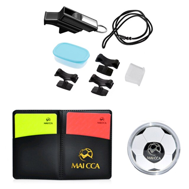 MAICCA Kit borsa arbitro di calcio carte arbitro di calcio con bandiera fischio rosso giallo carta barometro giudice attrezzature da gioco sportive: Luce Verde