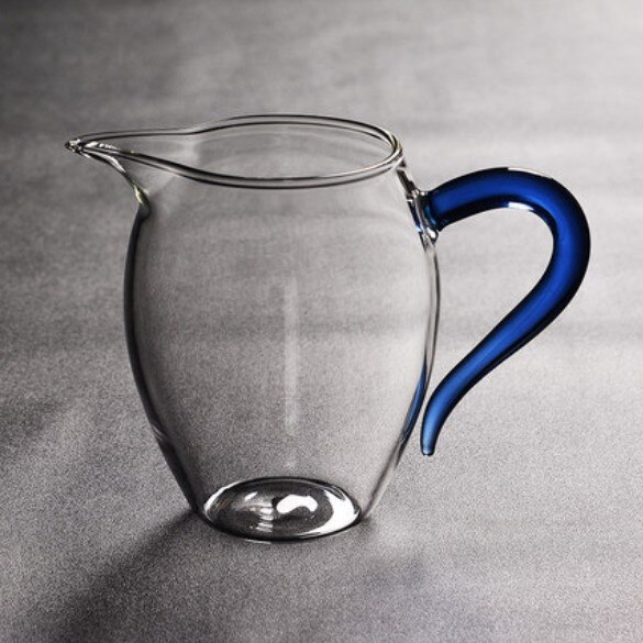 Heat-resistant Glass Tea Pitcher with Colored Handle Transparent Chahai Glass Kung Fu Fair Cup Office Tea Cup Drinkware: Blue