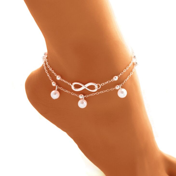 Vintage Antique Silver Color Anklet Women Big Blue Stone Beads Bohemian Ankle Bracelet cheville Boho Foot Jewelry: 2