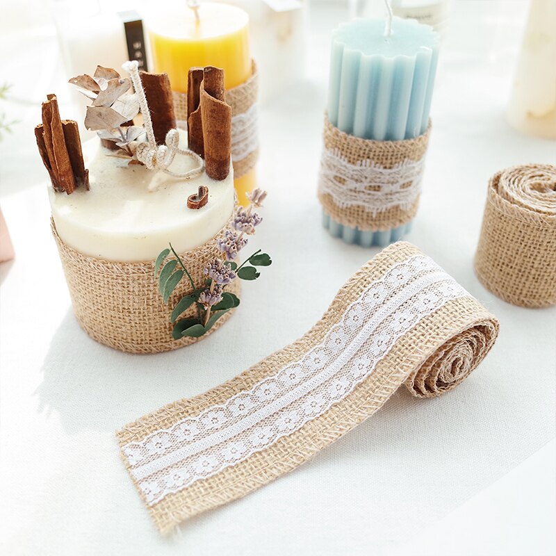 Vela de lino de encaje diy, Vela decorativa de lino para manualidades de encaje, embalaje de vela para aromaterapia, velas de material diy