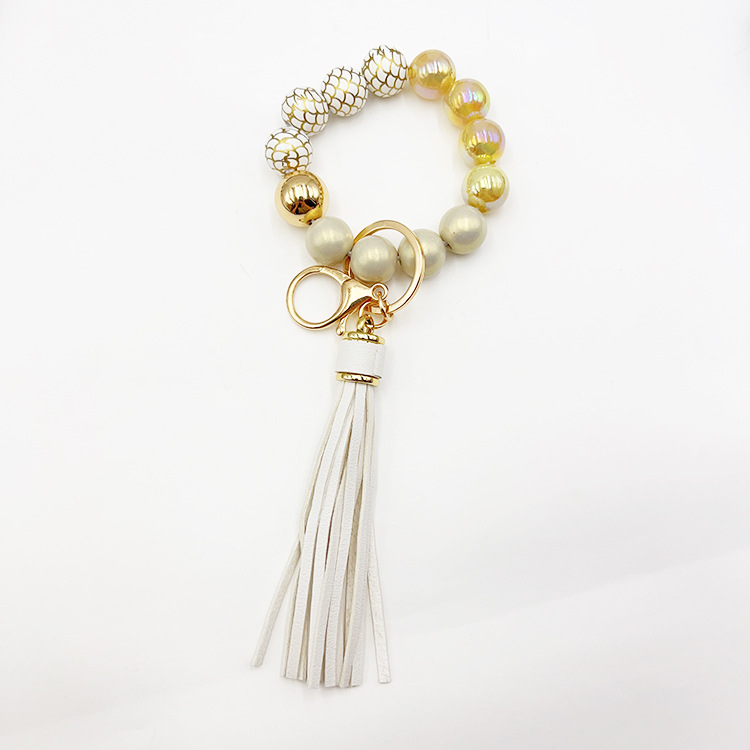 Llavero con cuentas de silicona para hombre y mujer, pulsera con cuentas y borlas para colgar carteras: Rojo