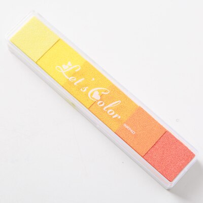 Tampon encreur pour peinture au doigt, 6 couleurs, dégradé de couleur bonbon, coréen: Orange