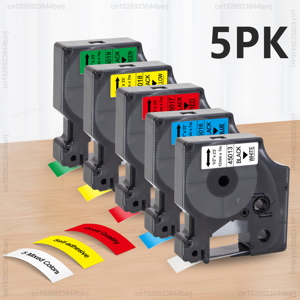 5/10 st. 45013 kompatibla dymo  d1- tejp 45013 45010 45018 45024 12mm etikettejp för dymo labelmanager 160 280 colorpop etikettskrivare: Lm