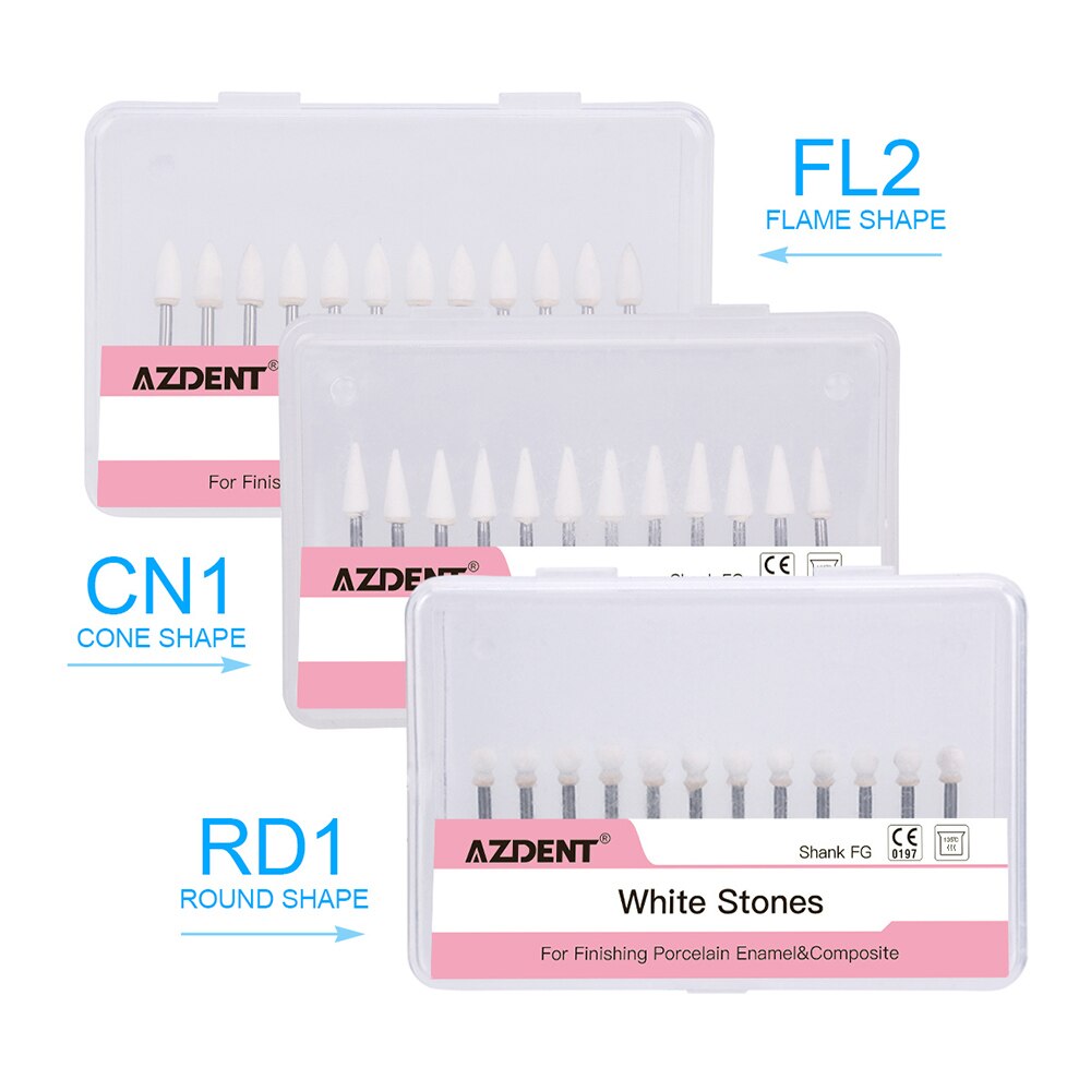 Zahn Flamme Weiß Stein Polieren FG Bohrer 12/Pack Abrieb: 3 Typen