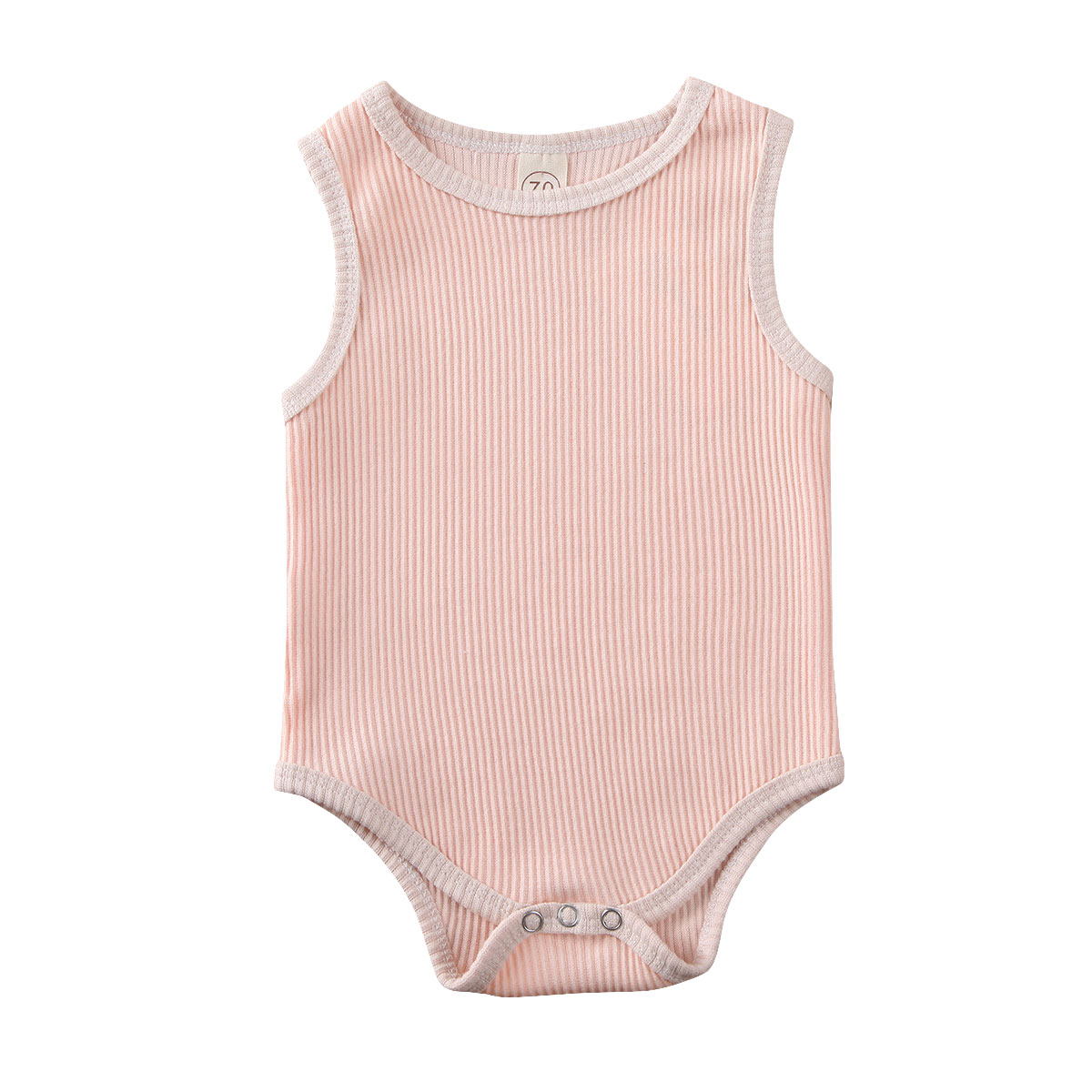 Combinaison en coton doux pour bébés 0-24M | Tenue d'été sans manches, solide, pour garçons et filles, combinaison une pièce,: Rose / 24M