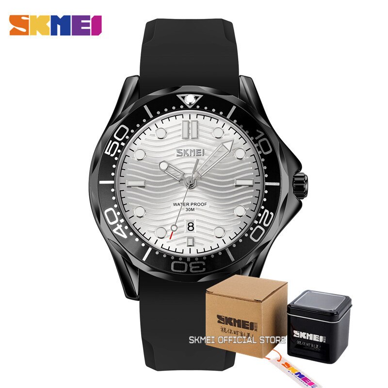 SKMEI-reloj de pulsera con movimiento de cuarzo japonés para hombre, cronógrafo tridimensional con textura, esfera con fecha y hora, 9276: color5 with box