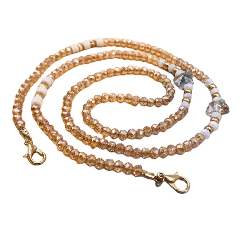 Ręcznie pleciony imitacja kryształu maska łańcuszek smycz okularowy anty-zgubiony uchwyt biżuteria naszyjnik z koralików pasek smycz: CP