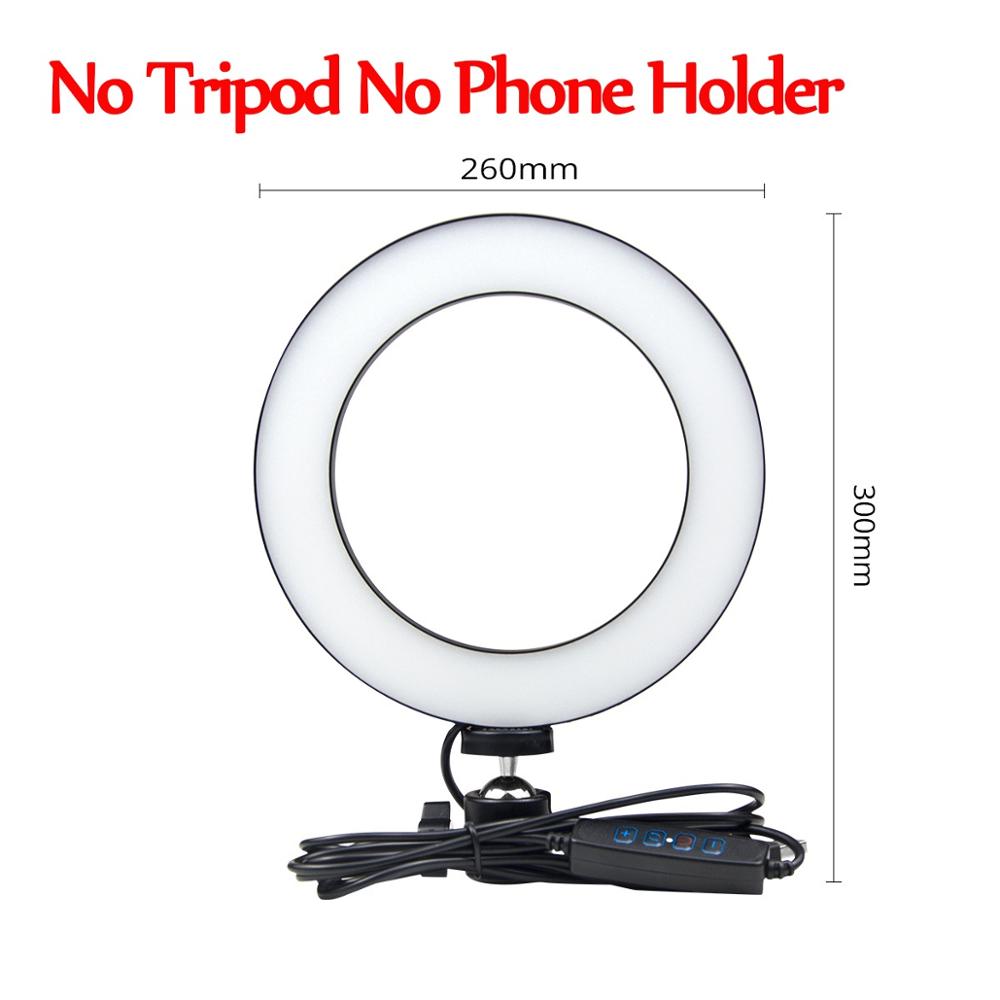 Telefon led ljusring selfie ring lampa nyhet novedades fotografi video live studio fyll ljus foto ljus för smartphone: 26cm inget stativ