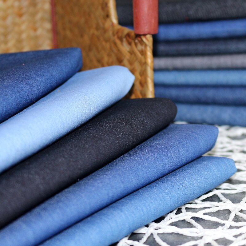 Tela de algodón vaquera elástica de 100cm x 140cm, tela vaquera gruesa, tela DIY, camisas, camisas, vestido, tela vaquera azul oscuro, patchwork de costura