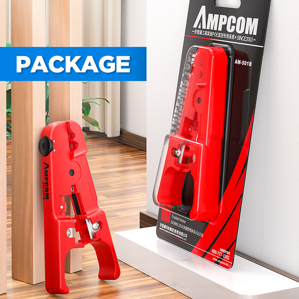 AMPCOM Wire Stripper Ethernet Cable Cutter Round Cable Cutting Tool Lan Cable Stripping Tool for CAT7 CAT6 CAT5E CAT5 Round Wire