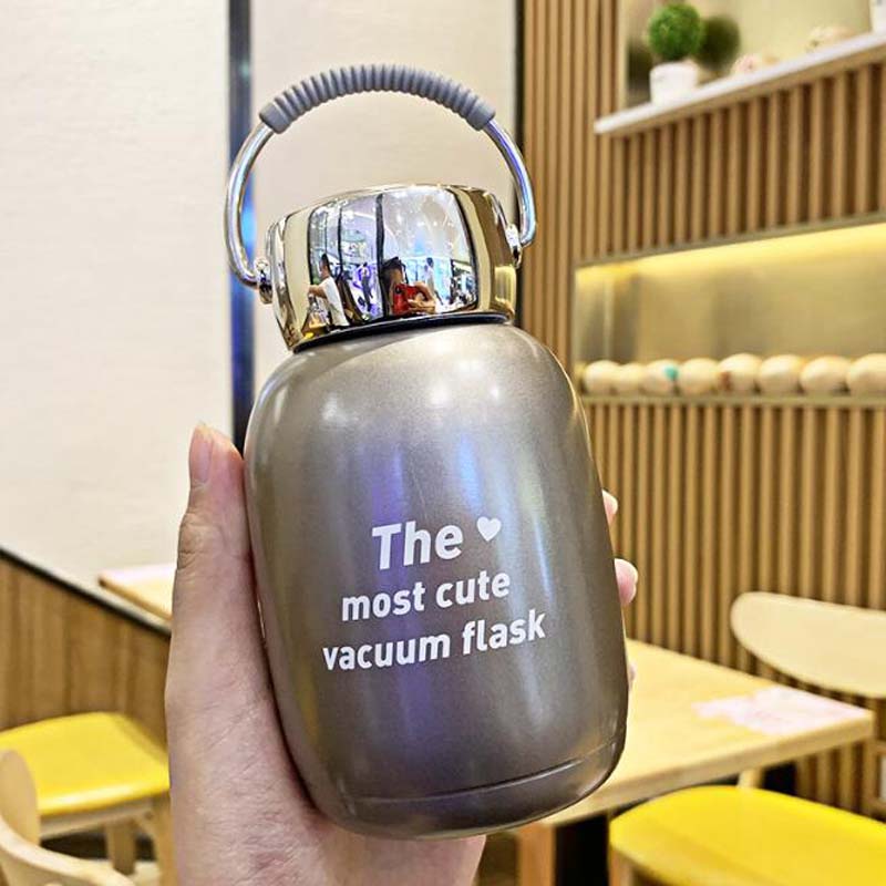 Taza térmica de 230ml para niño y niña, botella térmica para agua, taza térmica bonita de acero inoxidable, termo de estudiante, taza con asa
