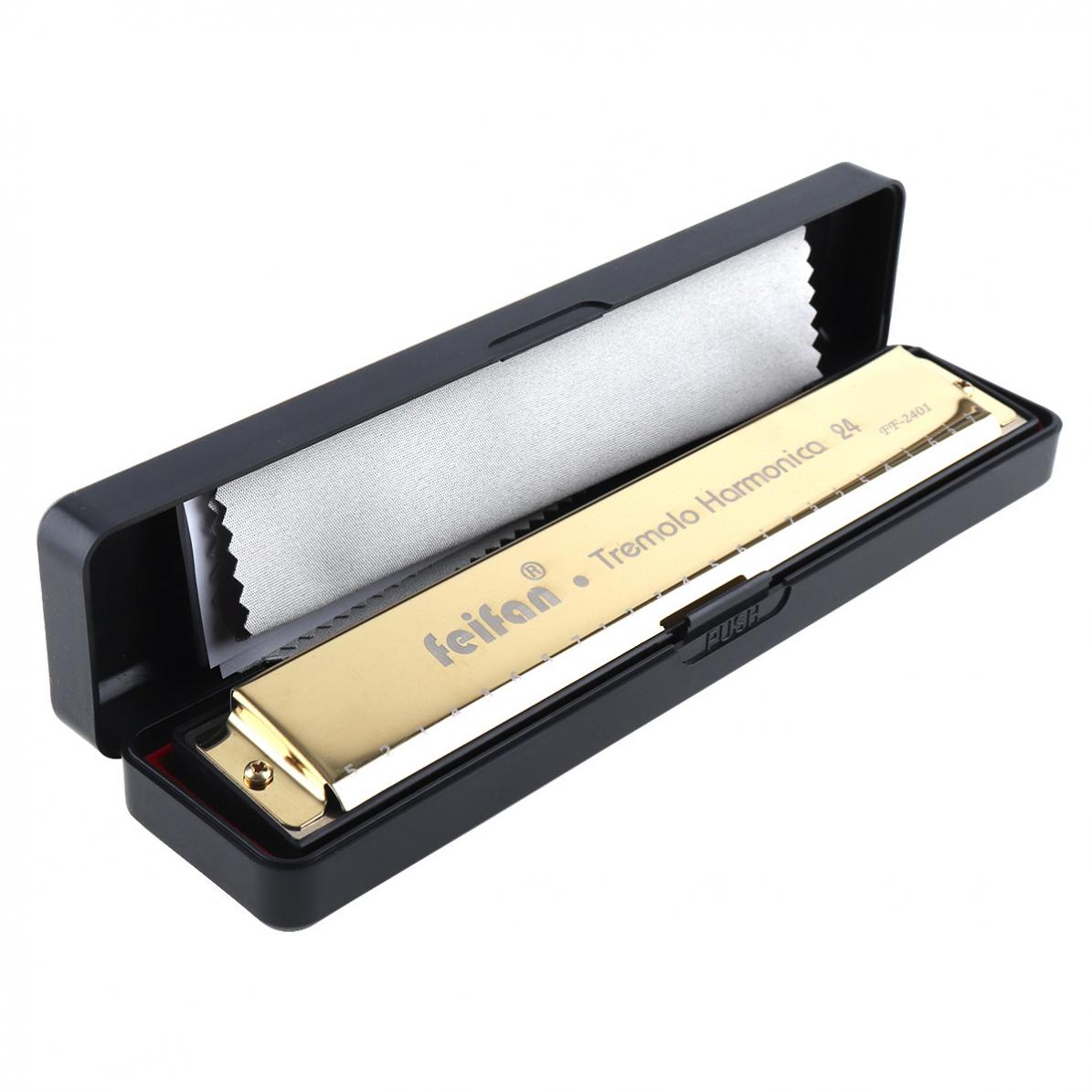 Feifan Goud 8K Titanium 24 Gaten Harmonica Tremolo Tone Keyc Harp Mondharmonica Muziekinstrumenten