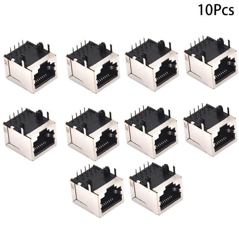 10pcs / Set Rj45 8pin 8p 8c Female Plug Ethernet Network Connectors Single Pcb 8p8c Port Rj45 Mount Network G0a7: Default Title