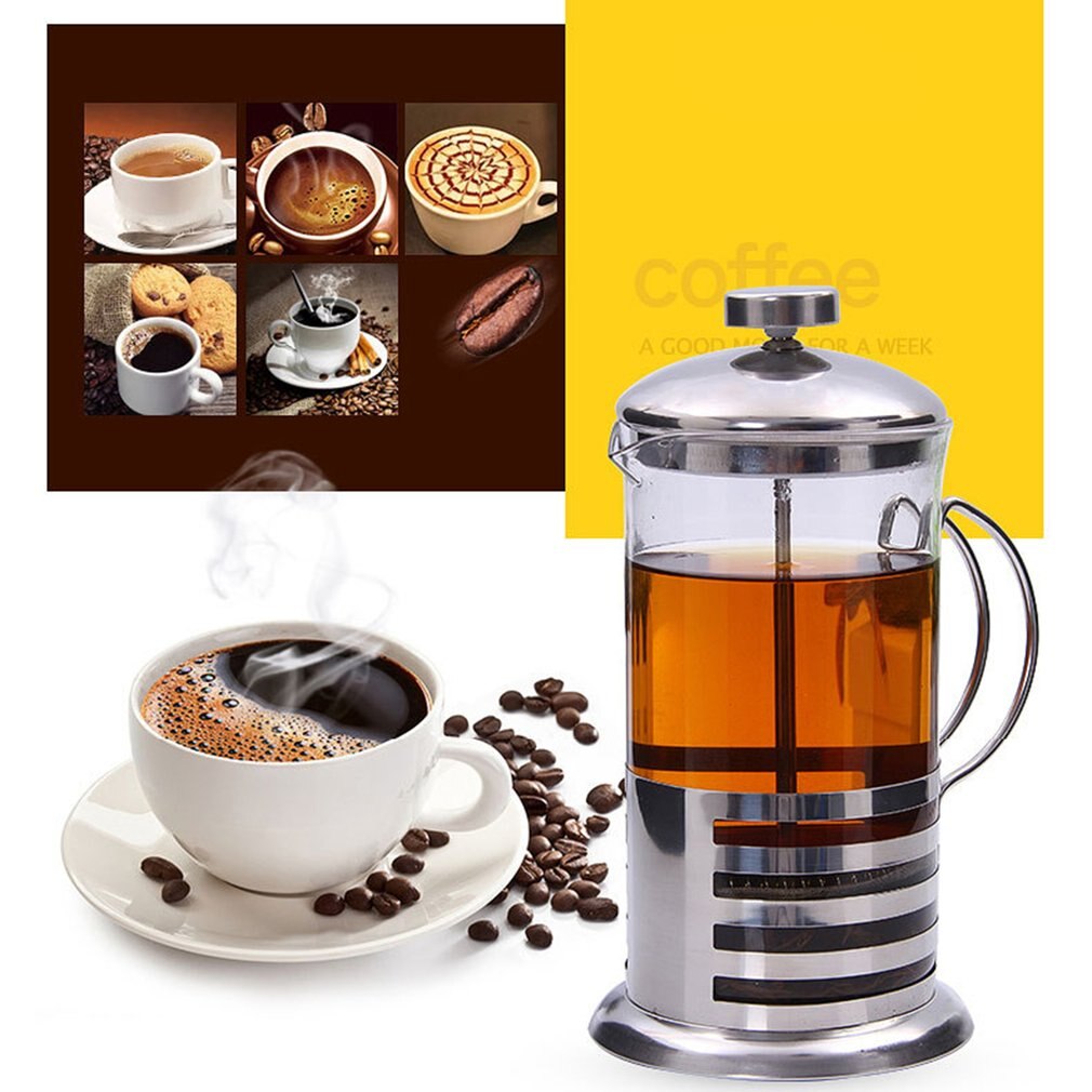 Roestvrij Staal Koffie Pot Franse Pers Theepot Draagbare Roestvrij Staal Thee Maker Huishoudelijke Eenvoudige Thee Maker