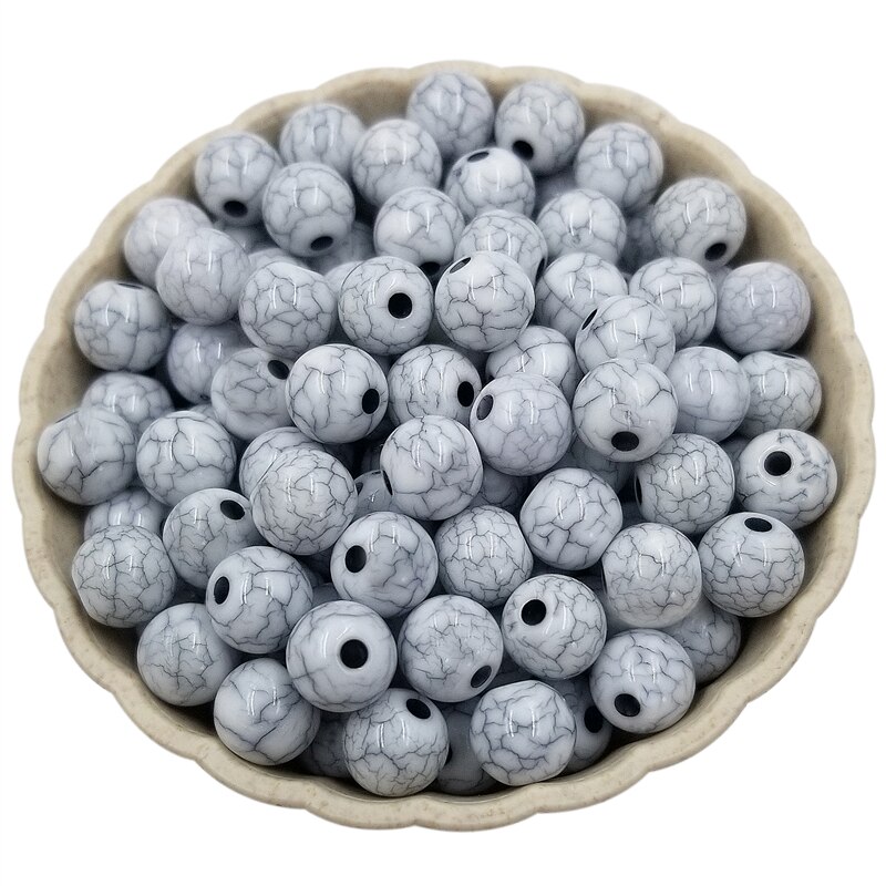 100pcs Finding Beads Handmade Material 8mm DIY Cracks Loose Bead Jewelry Accessories Multicolor: White