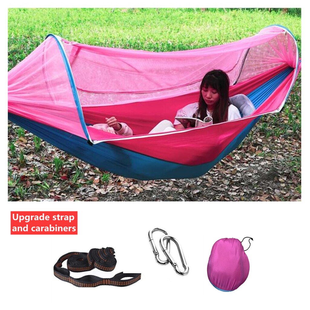 Amaca da campeggio con zanzariera pop-su luce amache per paracadute tutto'aperto portatili altalena amaca per dormire roba da campeggio: rosso upgrade