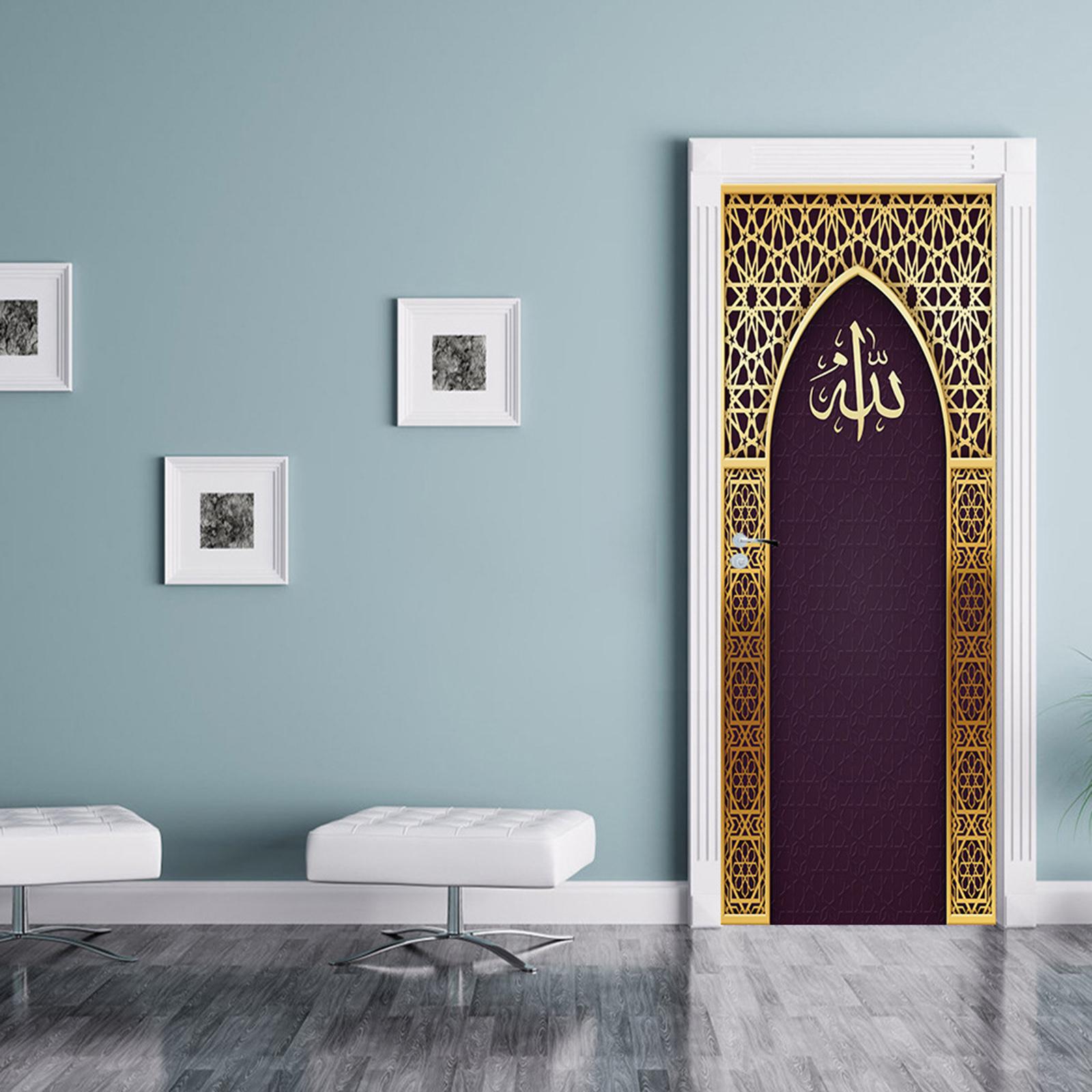 Arabic Muslim Eid Door Stickers 3D Effect Window Decor Art Home Removable Wallpaper