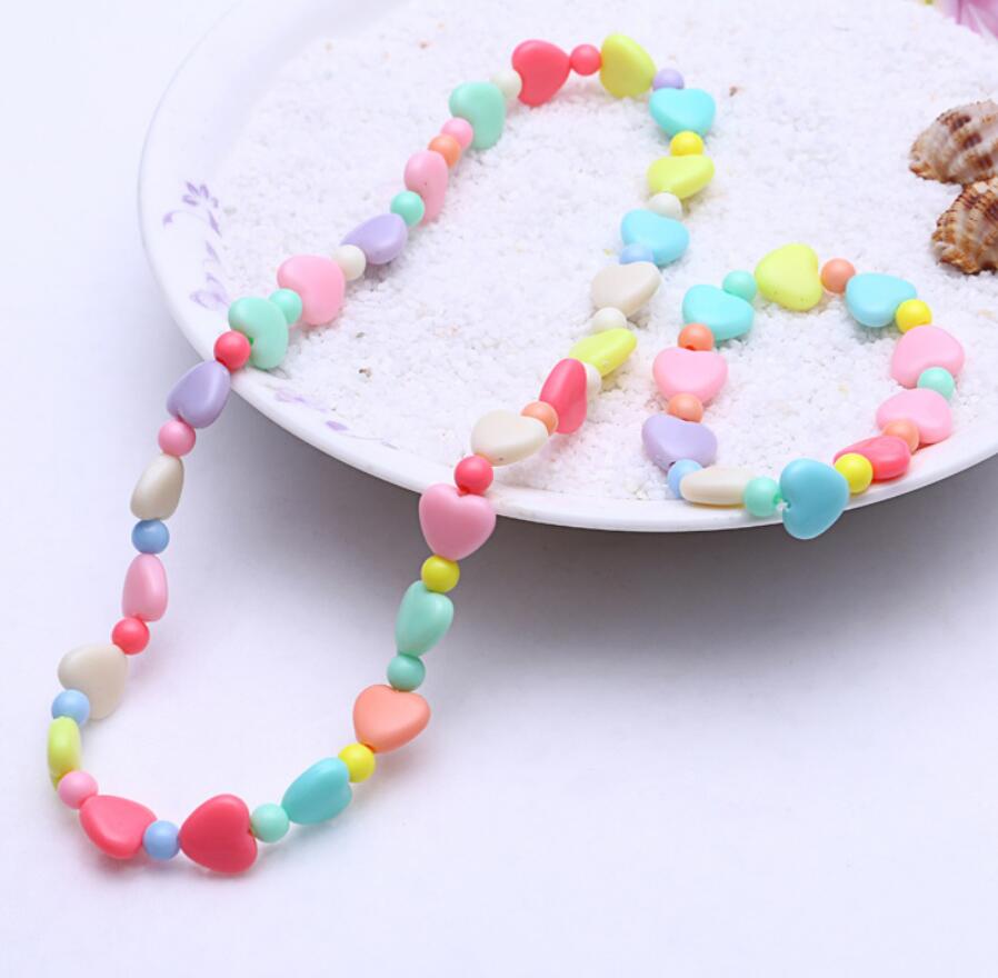 Conjunto de accesorios de princesa para niña, para niña, mezcla de colores de macarrón, cuentas acrílicas, collar y pulsera de flores: 8
