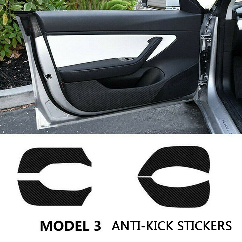 Auto Deur Anti-Kick Vinyl Wrap Sticker Deur Edge Guard Protector Carbon Fiber Voor Tesla Model 3 Decoratie Accessoires 4 Pcs