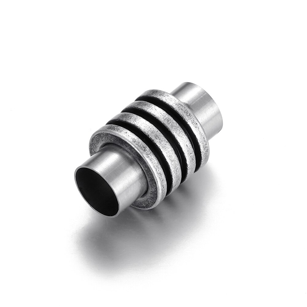 Stainless Steel Magnetic Clasps Column Hole 6mm Leather Cord Clasp Bracelet Magnet Buckle Closure DIY Jewelry Making Accessories: Antique Silver