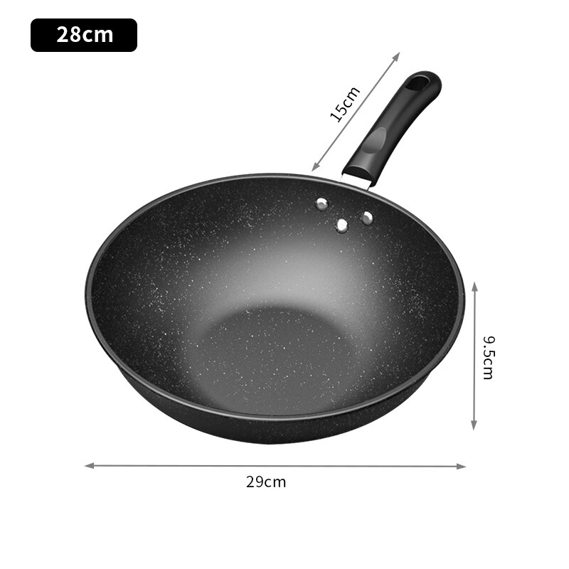28/30Cm Koekenpan Wok Non-stick Koken Pan Iron Wokken Met Anti Brandwonden Handvat Voor Gas Inductie fornuis Ei Steak Huis Kookgerei: 28cm